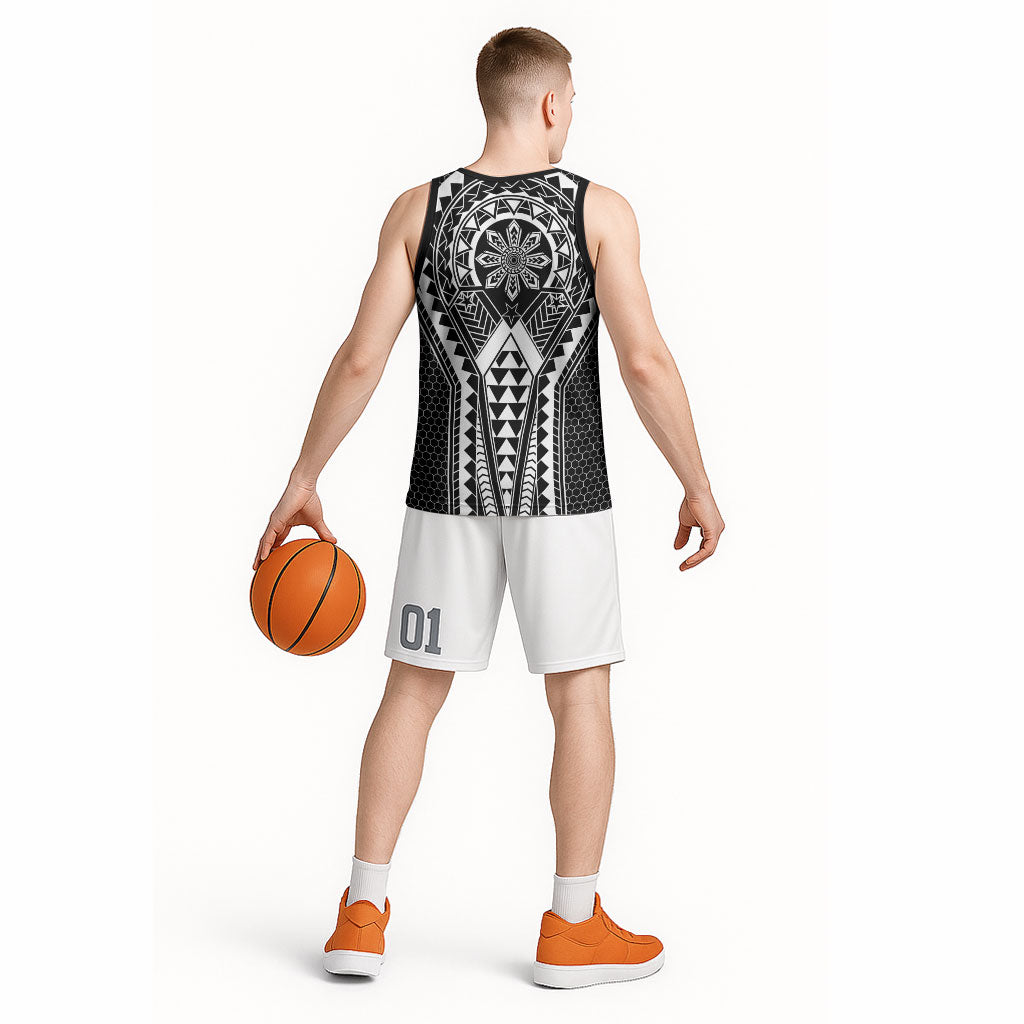 Philippines Batok Tribal Inspired Tattoo Black Basketball Jersey LT05 - Polynesian Pride