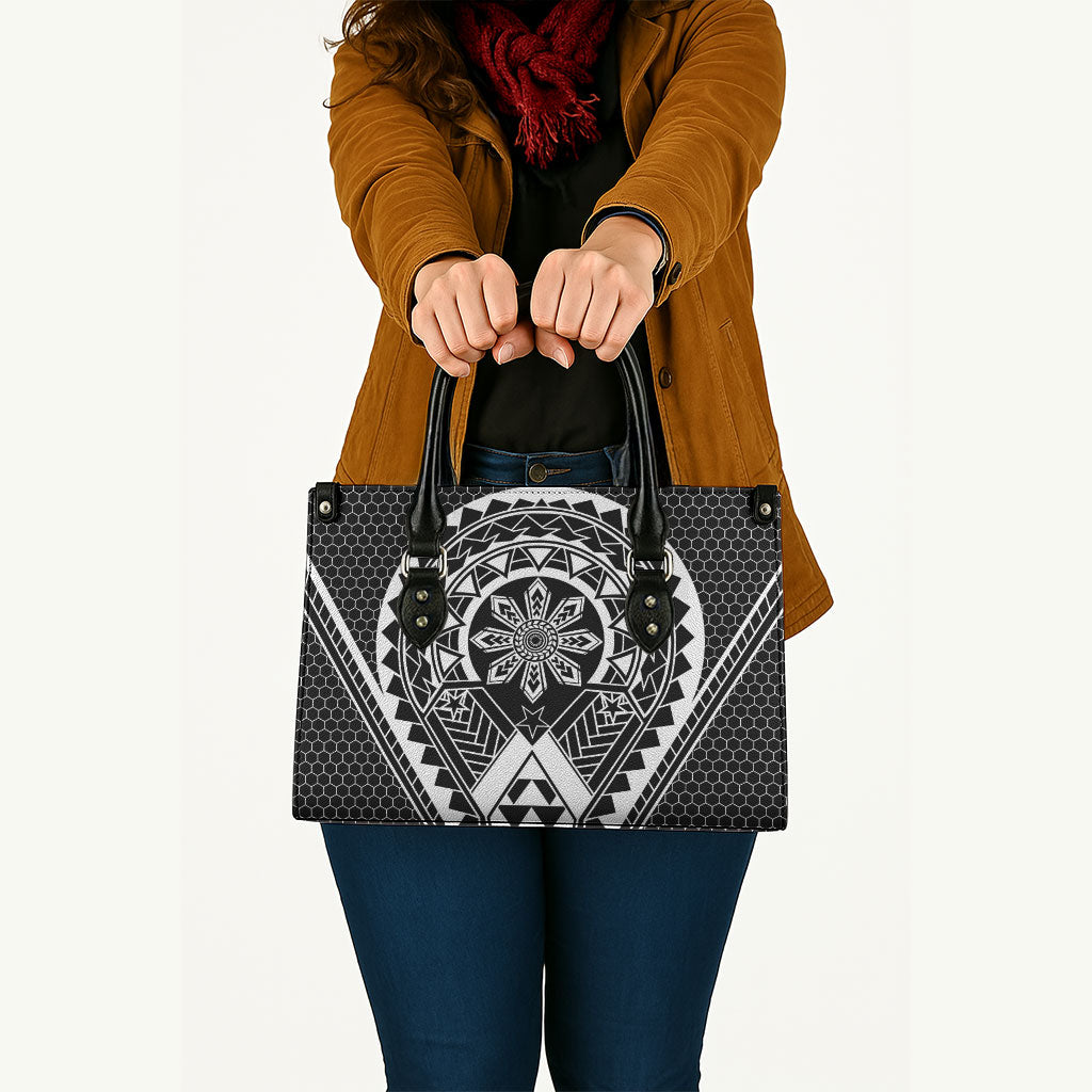 Philippines Batok Tribal Inspired Tattoo Black Leather Bag LT05 - Polynesian Pride