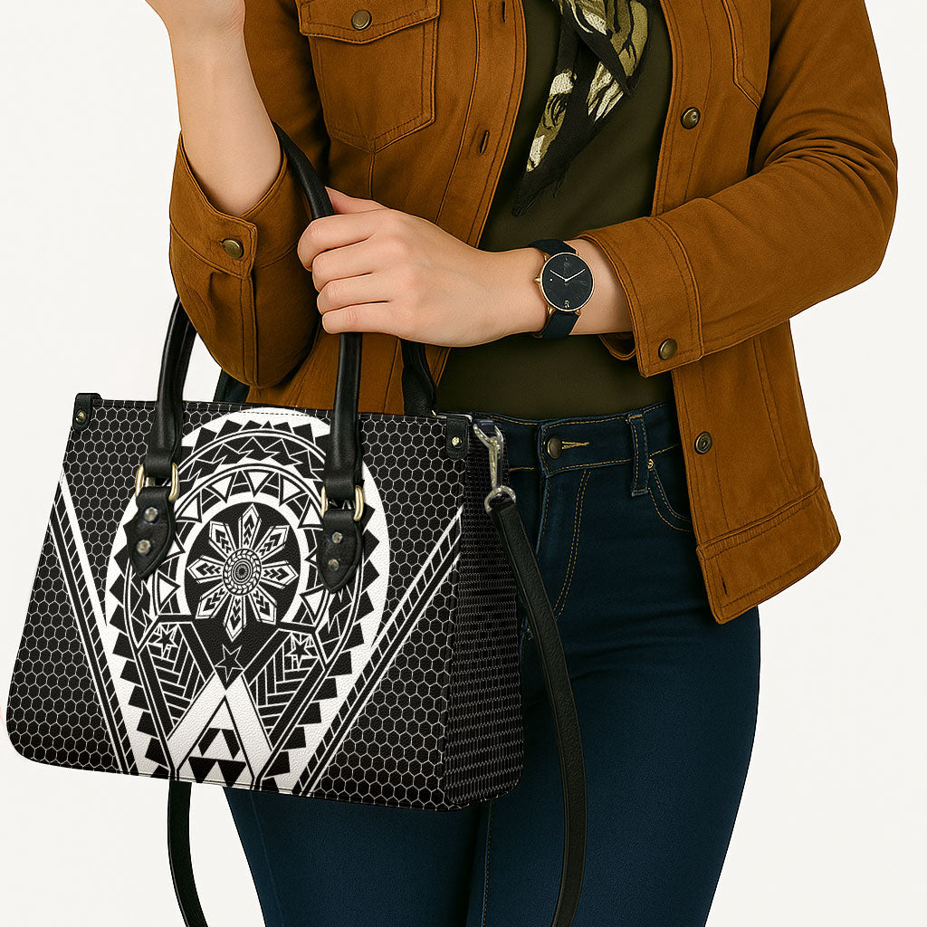 Philippines Batok Tribal Inspired Tattoo Black Leather Bag LT05 - Polynesian Pride