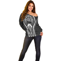 Philippines Batok Tribal Inspired Tattoo Black Off Shoulder Sweater LT05 - Polynesian Pride