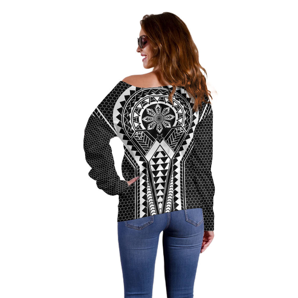 Philippines Batok Tribal Inspired Tattoo Black Off Shoulder Sweater LT05 - Polynesian Pride