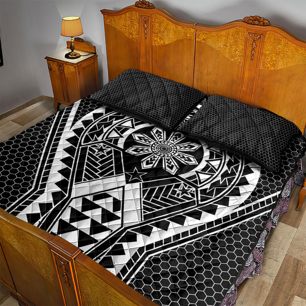 Philippines Batok Tribal Inspired Tattoo Black Quilt Bed Set LT05 - Polynesian Pride