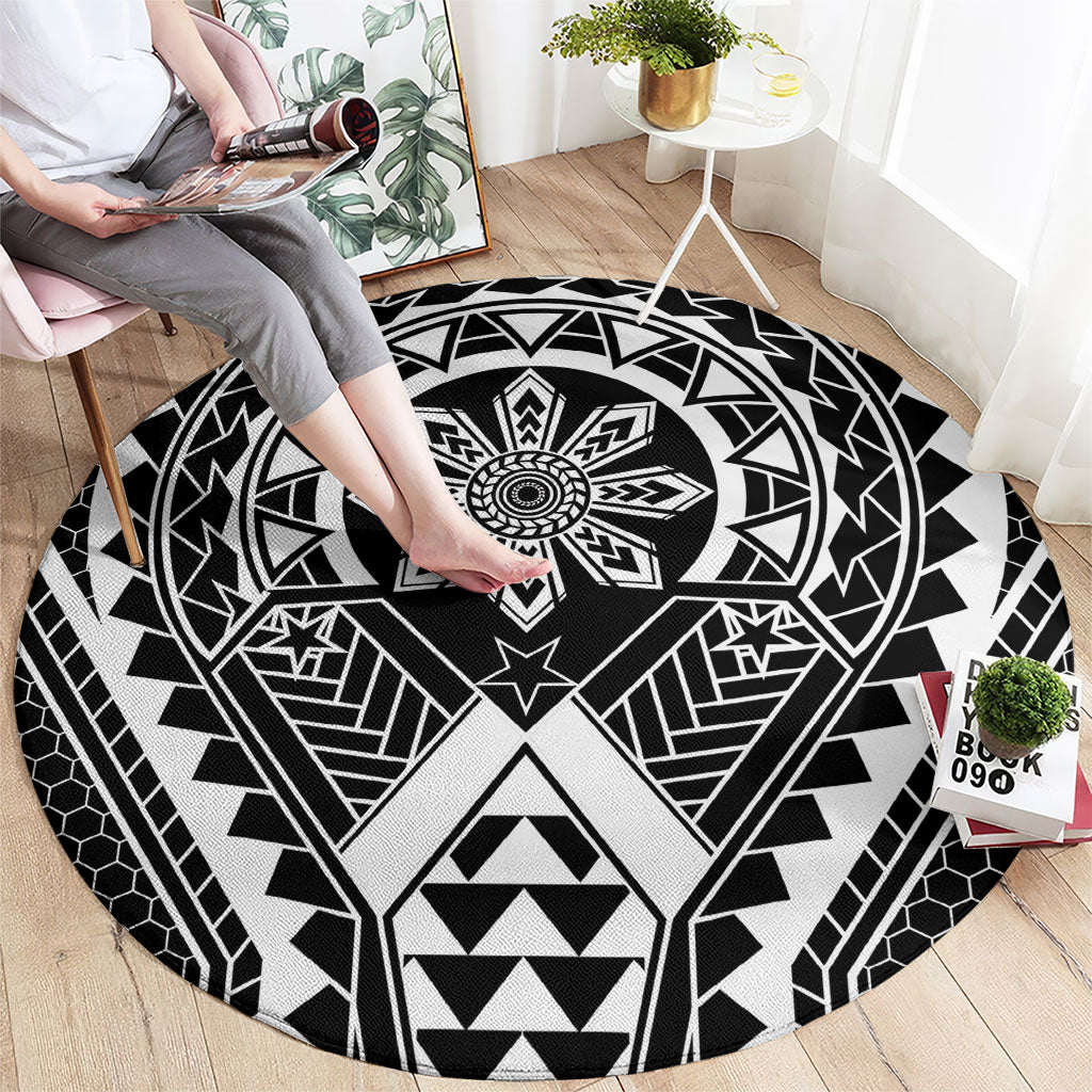 Philippines Batok Tribal Inspired Tattoo Black Round Carpet LT05 - Polynesian Pride