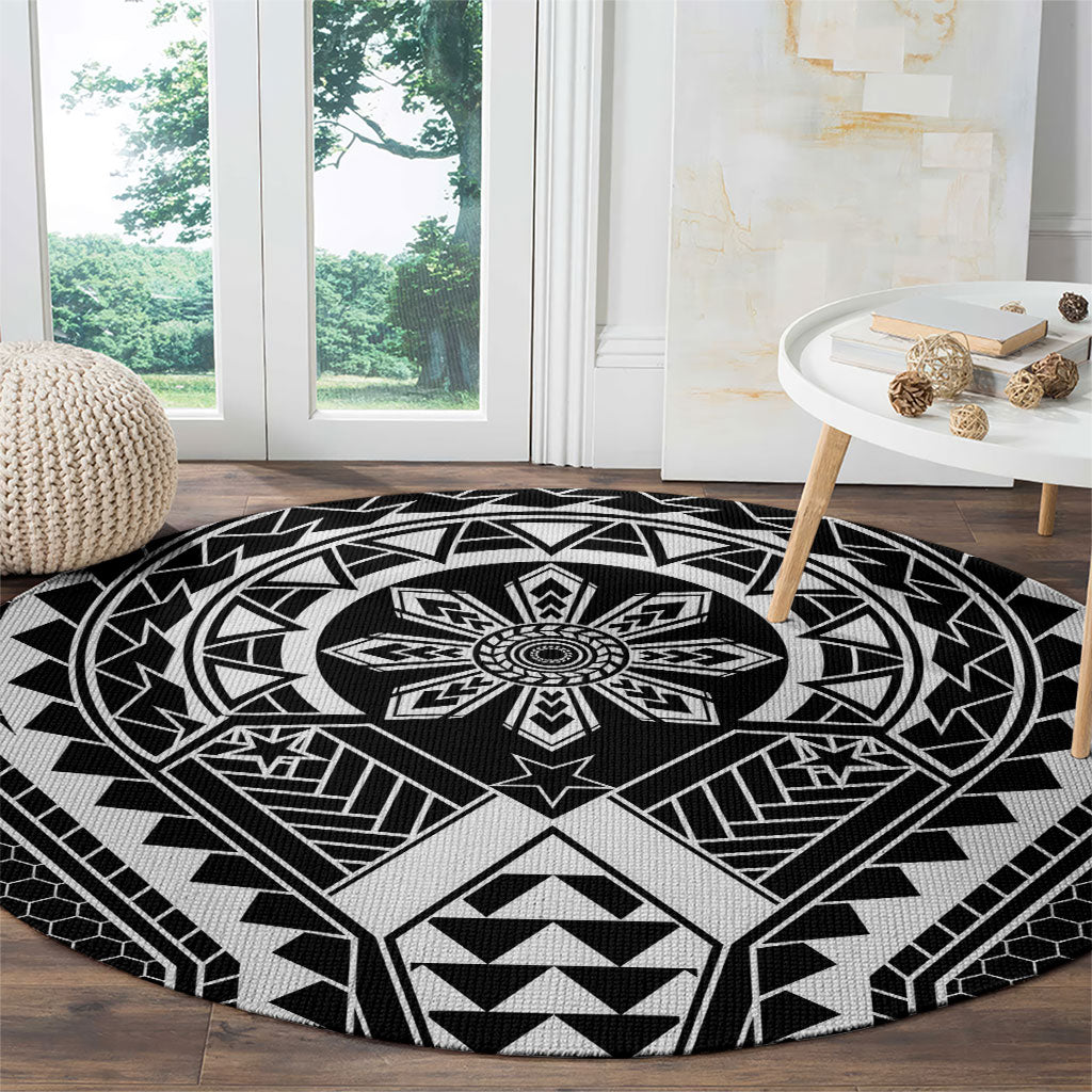 Philippines Batok Tribal Inspired Tattoo Black Round Carpet LT05 - Polynesian Pride