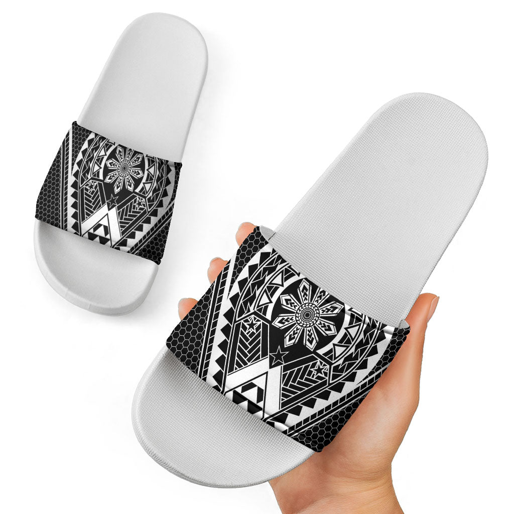 Philippines Batok Tribal Inspired Tattoo Black Slide Sandals LT05 - Polynesian Pride