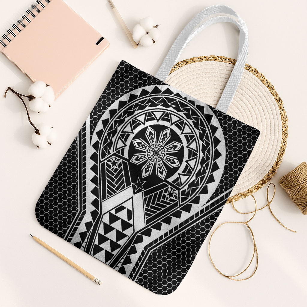 Philippines Batok Tribal Inspired Tattoo Black Tote Bag LT05 White Strap One Size Black - Polynesian Pride