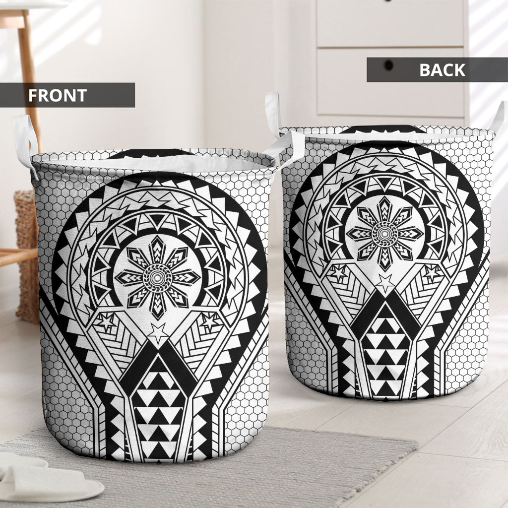 Philippines Batok Tribal Inspired Tattoo White Laundry Basket LT05 - Polynesian Pride