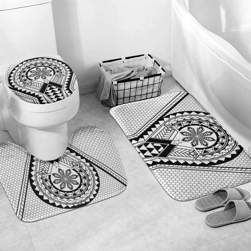 Philippines Batok Tribal Inspired Tattoo White Bathroom Set LT05 Mat Set Only (3 pcs) One Size White - Polynesian Pride
