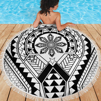Philippines Batok Tribal Inspired Tattoo White Beach Blanket LT05 - Polynesian Pride