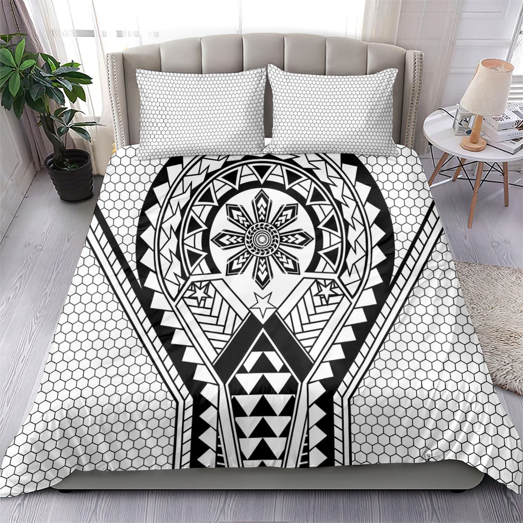 Philippines Batok Tribal Inspired Tattoo White Bedding Set LT05 - Polynesian Pride