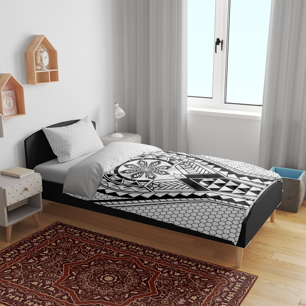 Philippines Batok Tribal Inspired Tattoo White Bedding Set LT05 - Polynesian Pride