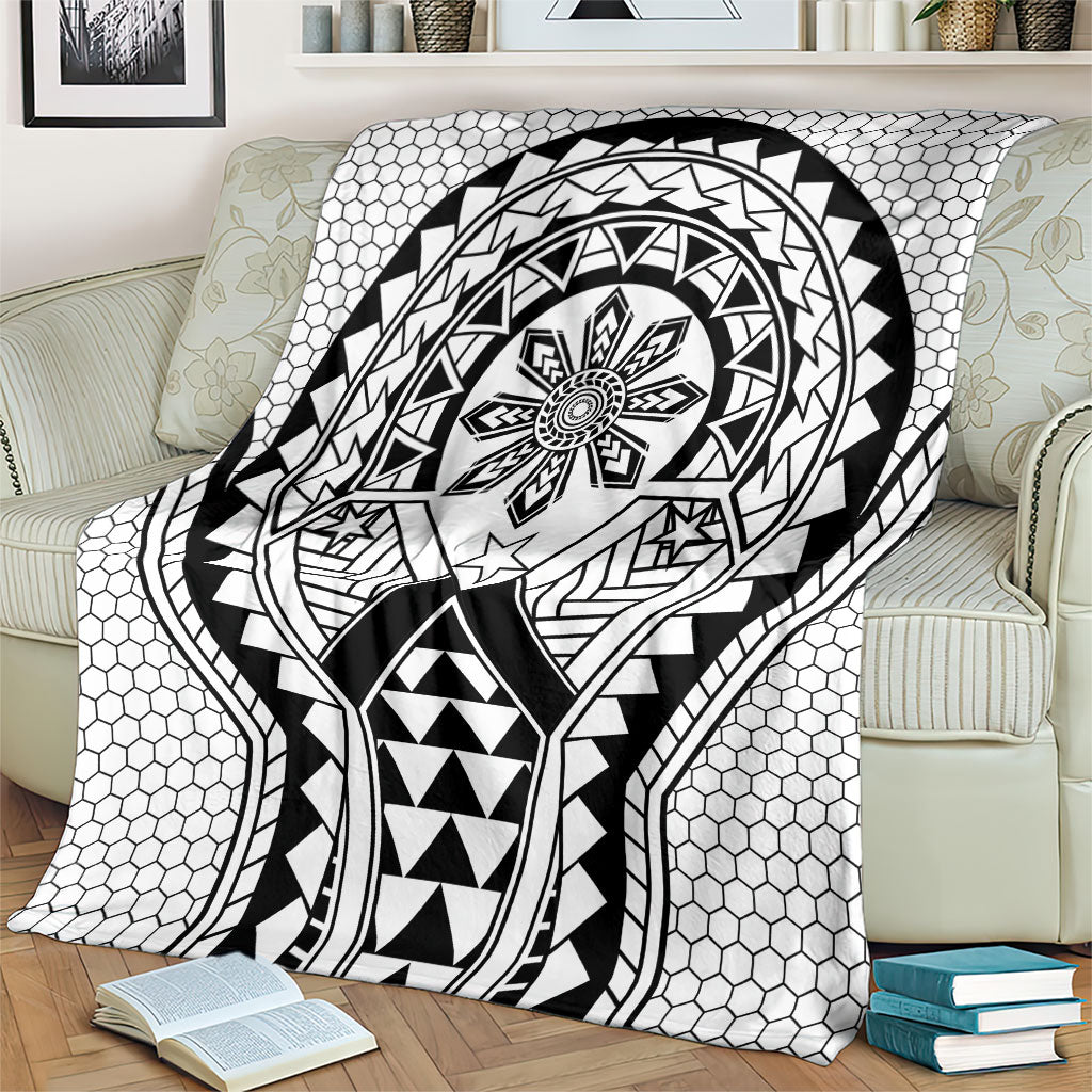 Philippines Batok Tribal Inspired Tattoo White Blanket LT05 - Polynesian Pride