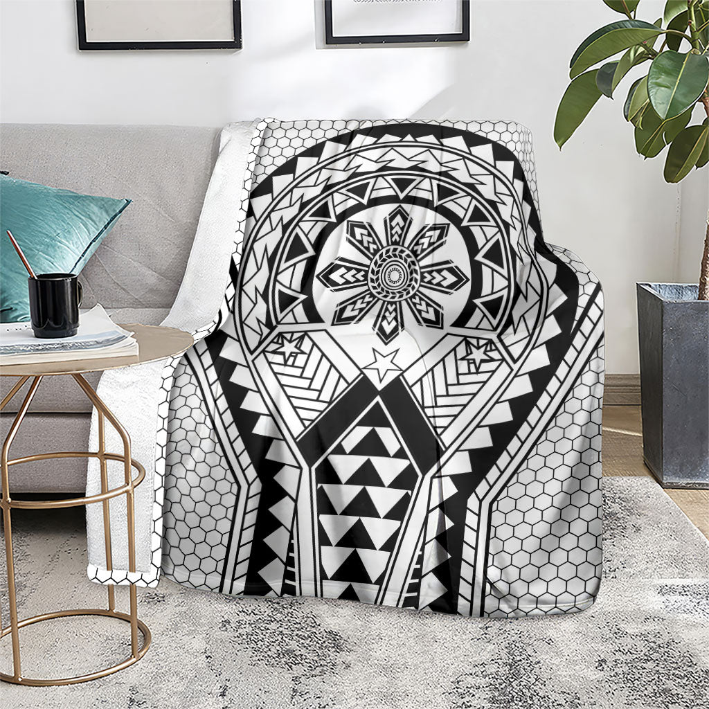 Philippines Batok Tribal Inspired Tattoo White Blanket LT05 - Polynesian Pride