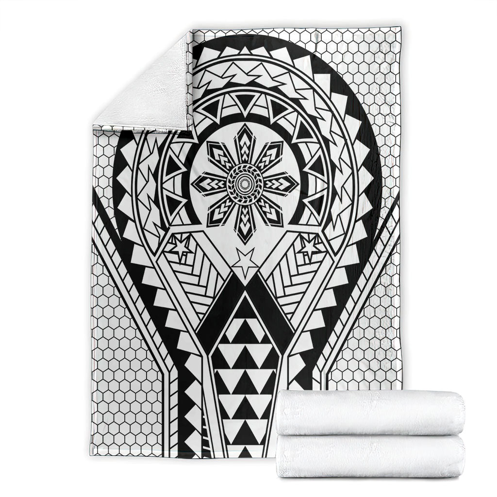 Philippines Batok Tribal Inspired Tattoo White Blanket LT05 - Polynesian Pride