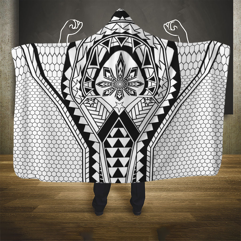 Philippines Batok Tribal Inspired Tattoo White Hooded Blanket LT05 - Polynesian Pride