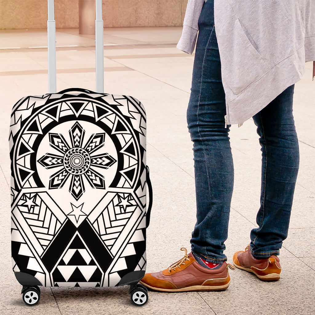 Philippines Batok Tribal Inspired Tattoo White Luggage Cover LT05 White - Polynesian Pride