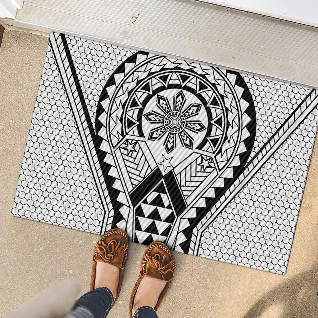 Philippines Batok Tribal Inspired Tattoo White Rubber Doormat LT05 - Polynesian Pride