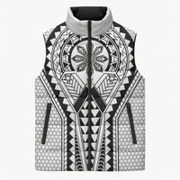 Philippines Batok Tribal Inspired Tattoo White Sleeveless Puffer Jacket LT05 Unisex White - Polynesian Pride