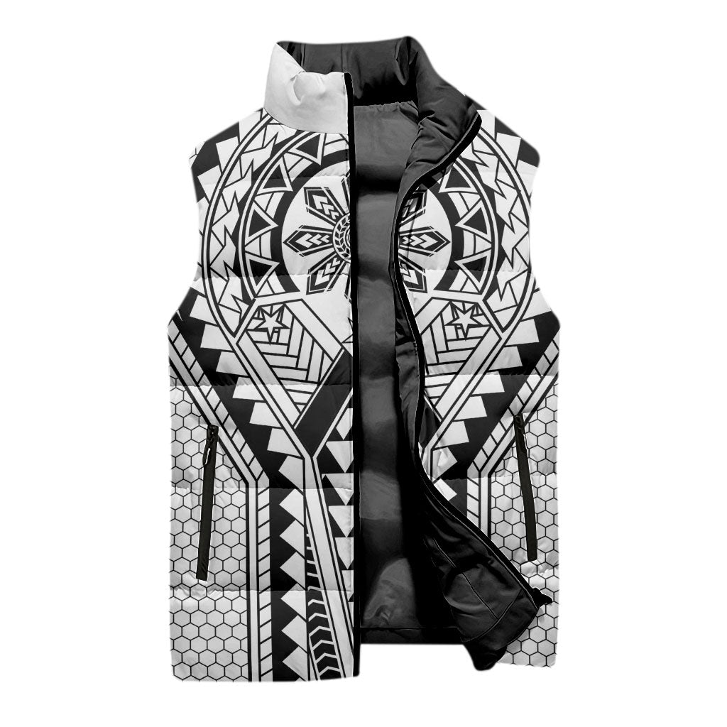 Philippines Batok Tribal Inspired Tattoo White Sleeveless Puffer Jacket LT05 - Polynesian Pride