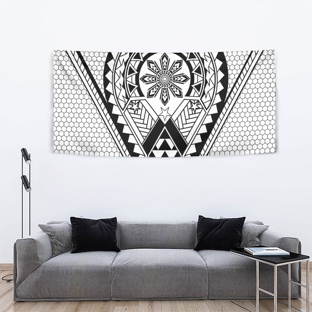 Philippines Batok Tribal Inspired Tattoo White Tapestry LT05 - Polynesian Pride