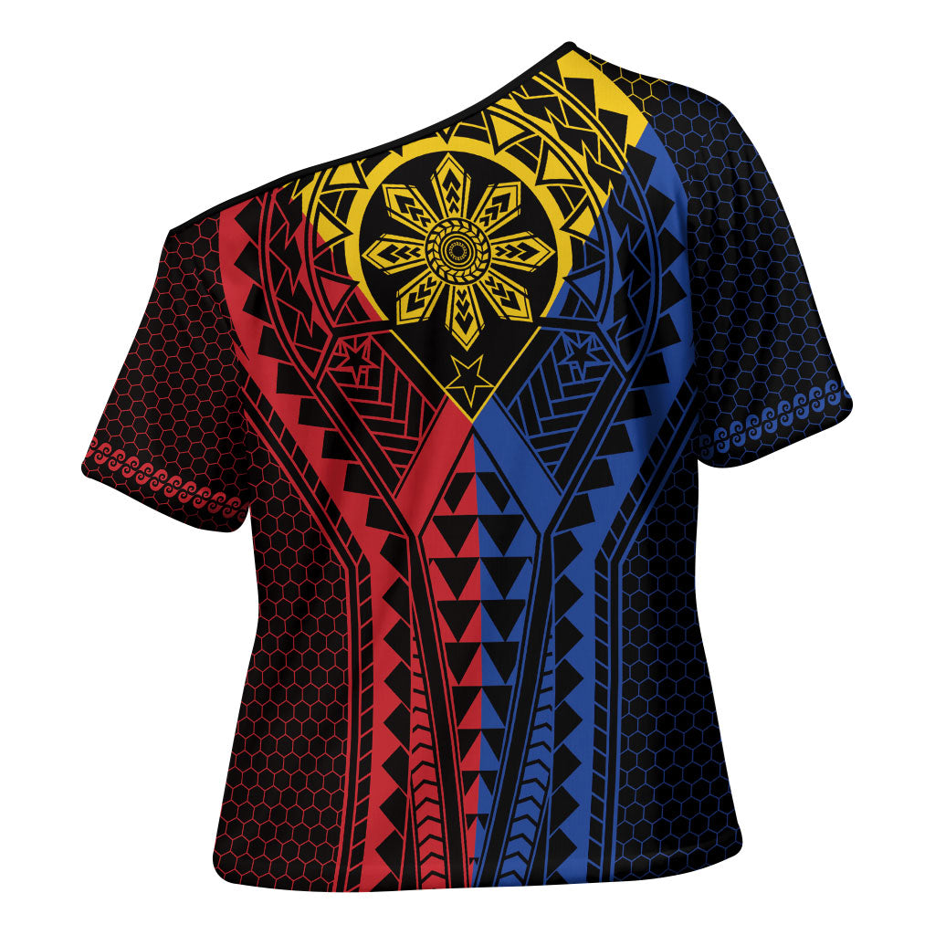 Philippines Batok Tribal Inspired Tattoo Cross Shoulder Shirt LT05 - Polynesian Pride