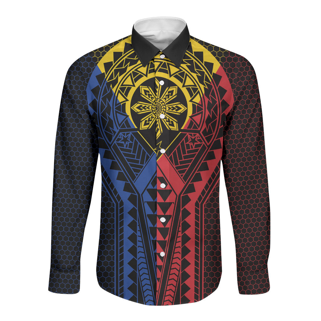 Philippines Batok Tribal Inspired Tattoo Long Sleeve Button Shirt LT05 Unisex Multicolor - Polynesian Pride