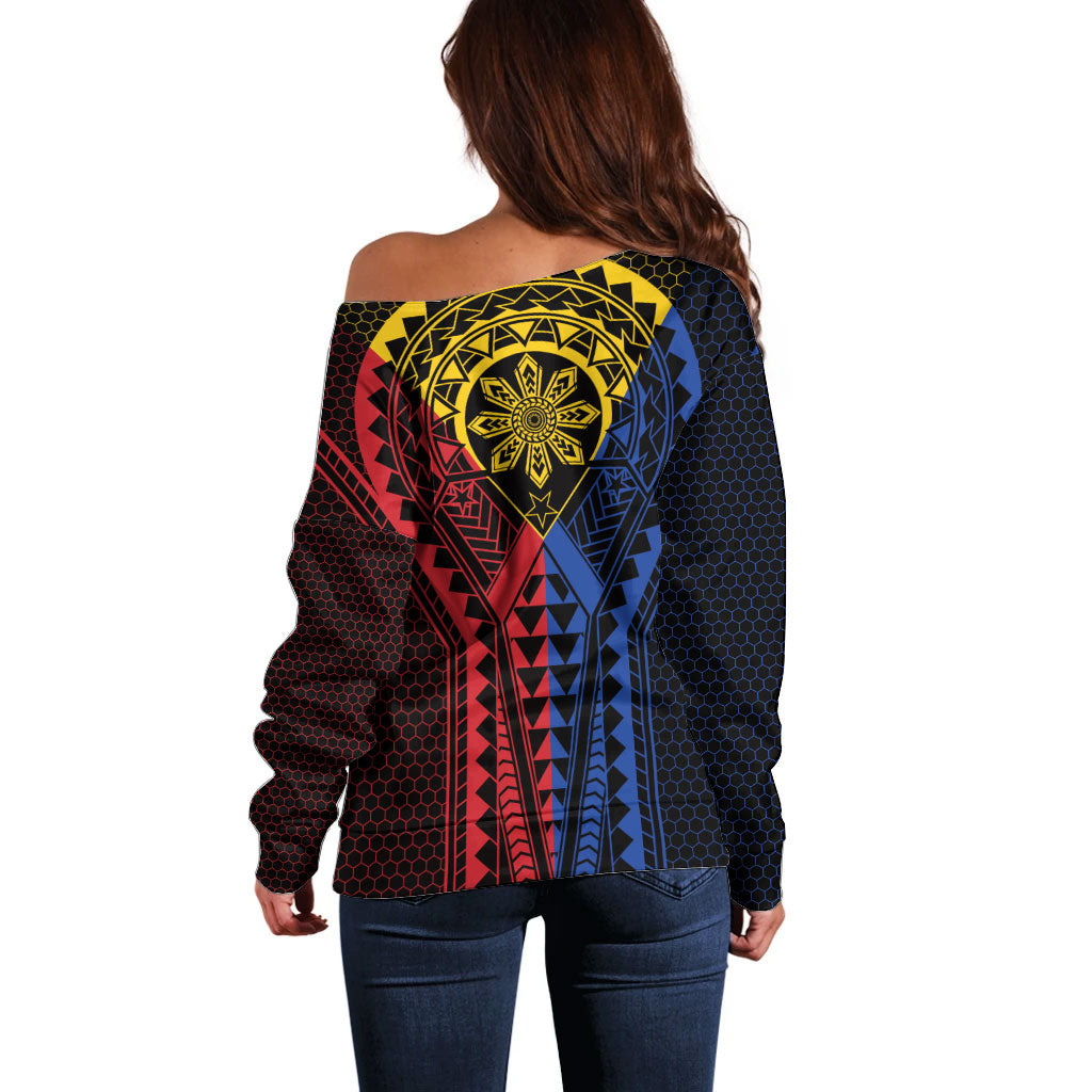 Philippines Batok Tribal Inspired Tattoo Off Shoulder Sweater LT05 - Polynesian Pride