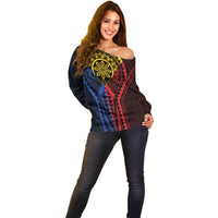 Philippines Batok Tribal Inspired Tattoo Off Shoulder Sweater LT05 - Polynesian Pride