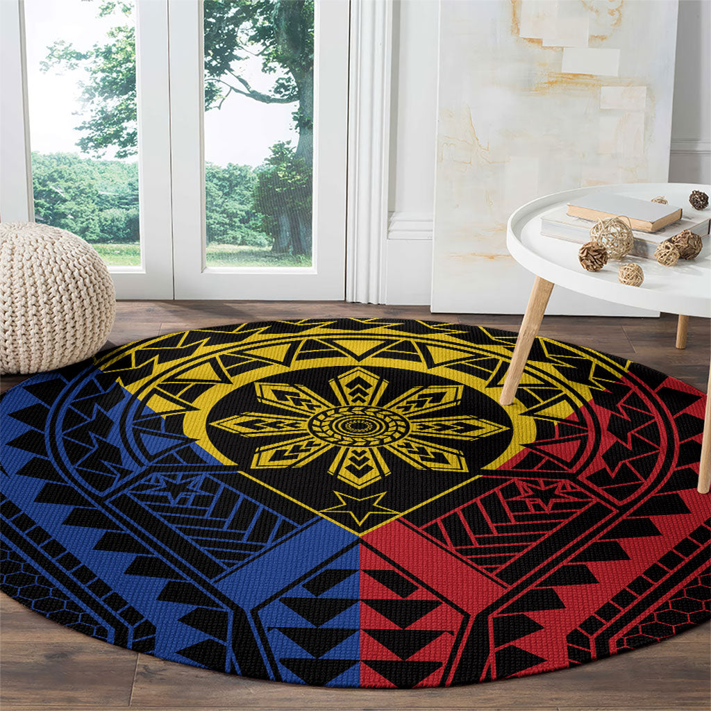 Philippines Batok Tribal Inspired Tattoo Round Carpet LT05 - Polynesian Pride