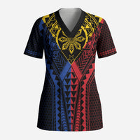 Philippines Batok Tribal Inspired Tattoo Scrub Top LT05 Adult Multicolor - Polynesian Pride
