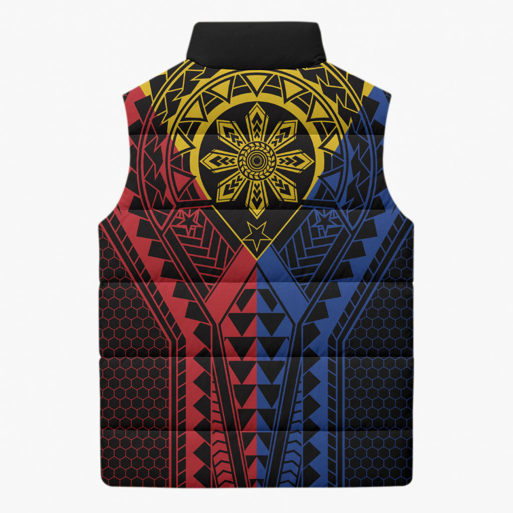 Philippines Batok Tribal Inspired Tattoo Sleeveless Puffer Jacket LT05 - Polynesian Pride