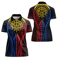 Philippines Batok Tribal Inspired Tattoo Women Polo Shirt LT05 - Polynesian Pride