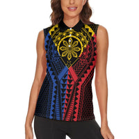 Philippines Batok Tribal Inspired Tattoo Women Sleeveless Polo Shirt LT05 - Polynesian Pride