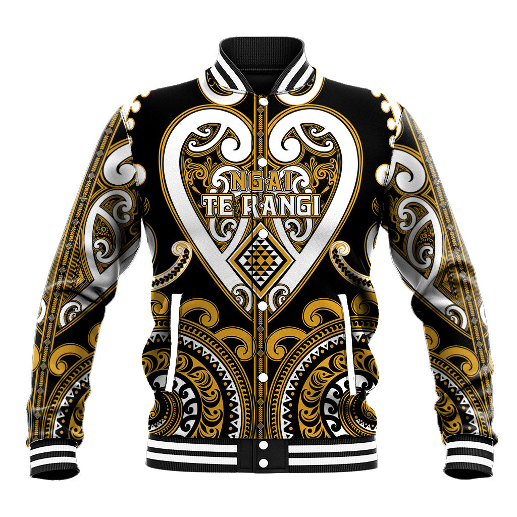 Custom Aotearoa Ngai Te Rangi Baseball Jacket Maori Tribal Pattern LT05 Unisex Gold - Polynesian Pride