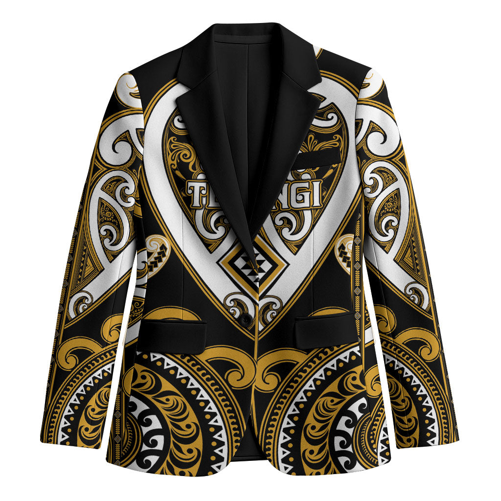 Custom Aotearoa Ngai Te Rangi Blazer Maori Tribal Pattern LT05 Unisex Gold - Polynesian Pride