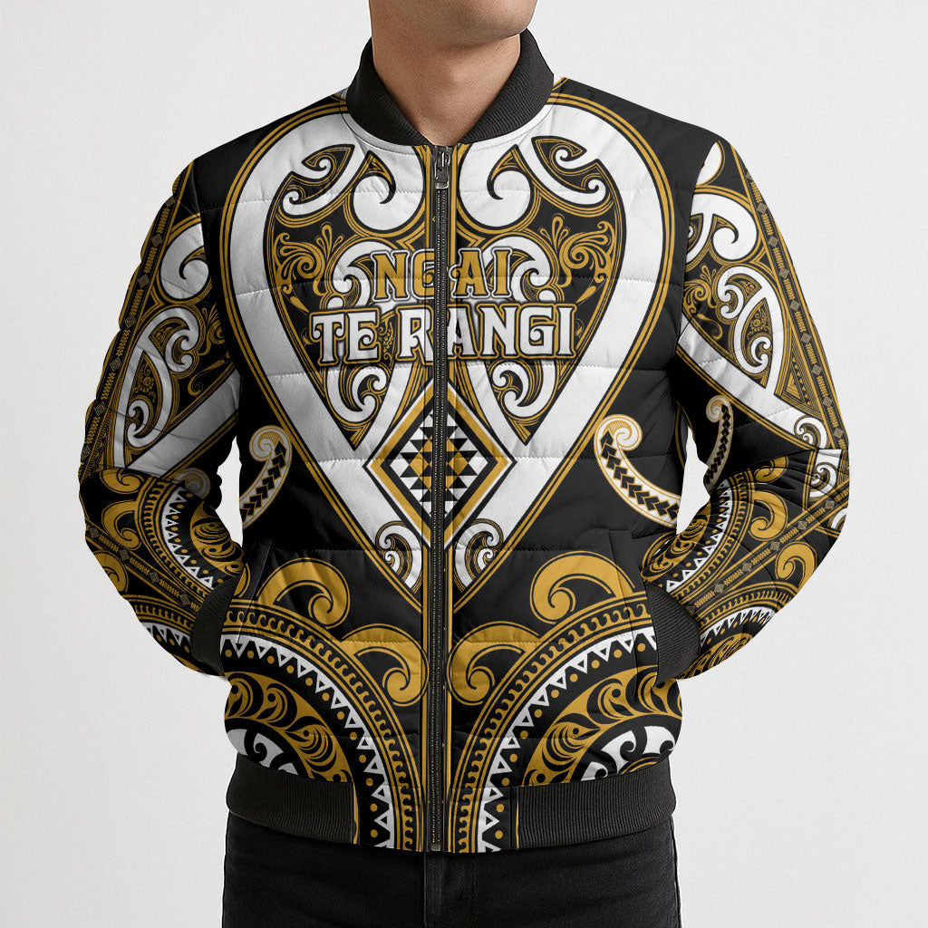 Custom Aotearoa Ngai Te Rangi Bomber Puffer Jacket Maori Tribal Pattern LT05 - Polynesian Pride
