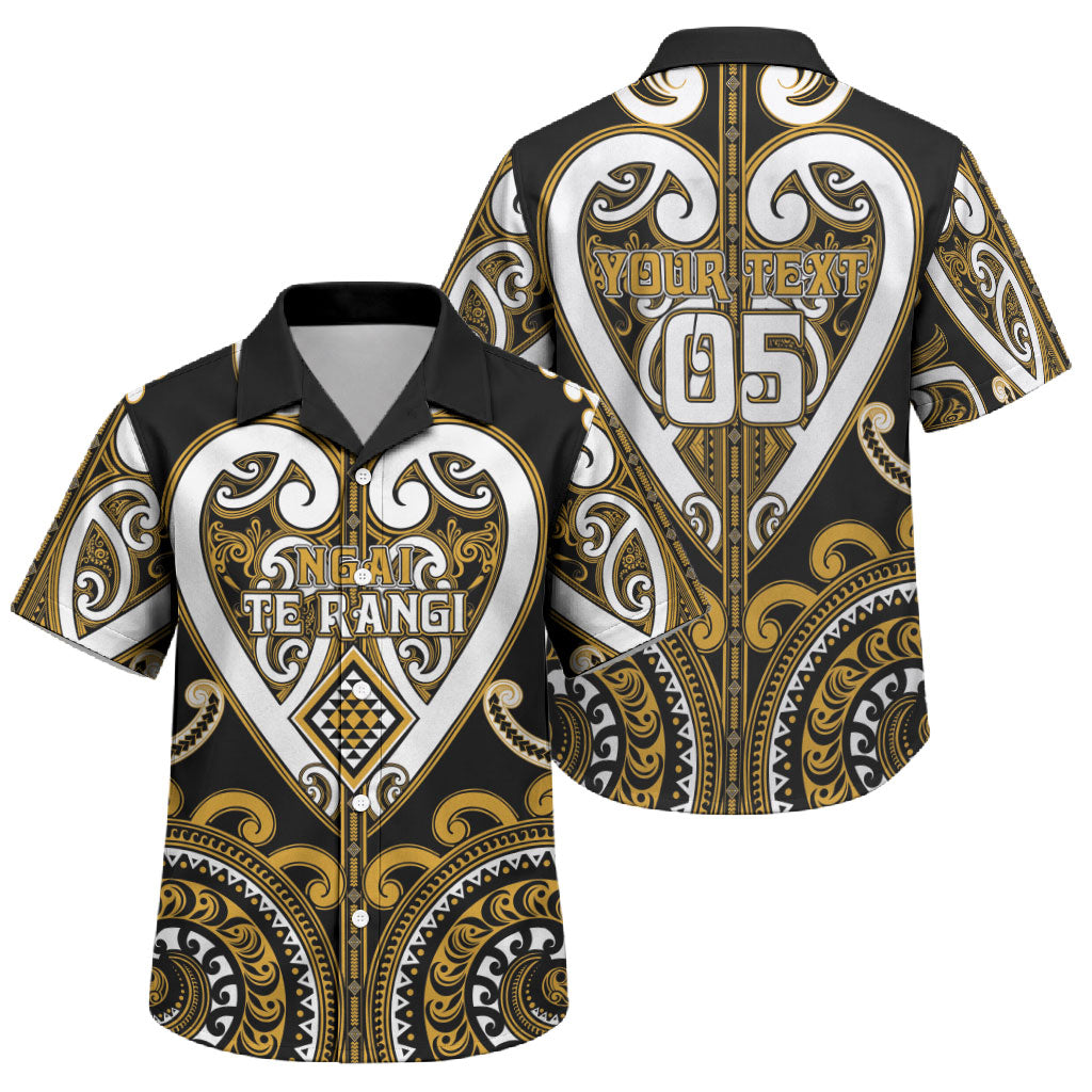 Custom Aotearoa Ngai Te Rangi Family Matching Puletasi and Hawaiian Shirt Maori Tribal Pattern LT05 Son's Shirt Gold - Polynesian Pride