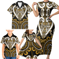 Custom Aotearoa Ngai Te Rangi Family Matching Short Sleeve Bodycon Dress and Hawaiian Shirt Maori Tribal Pattern LT05 - Polynesian Pride