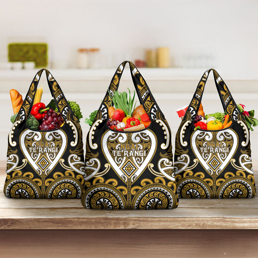 Aotearoa Ngai Te Rangi Grocery Bag Maori Tribal Pattern LT05 3-pack One Size Gold - Polynesian Pride
