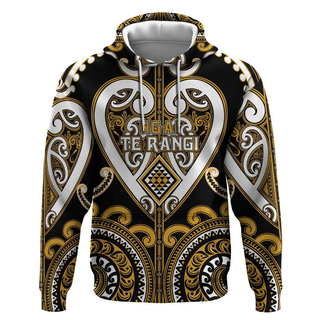 Custom Aotearoa Ngai Te Rangi Hoodie Maori Tribal Pattern LT05 Pullover Hoodie Gold - Polynesian Pride