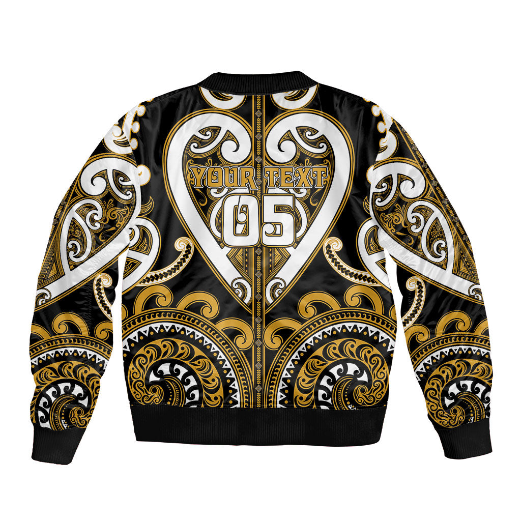Custom Aotearoa Ngai Te Rangi Sleeve Zip Bomber Jacket Maori Tribal Pattern LT05 - Polynesian Pride