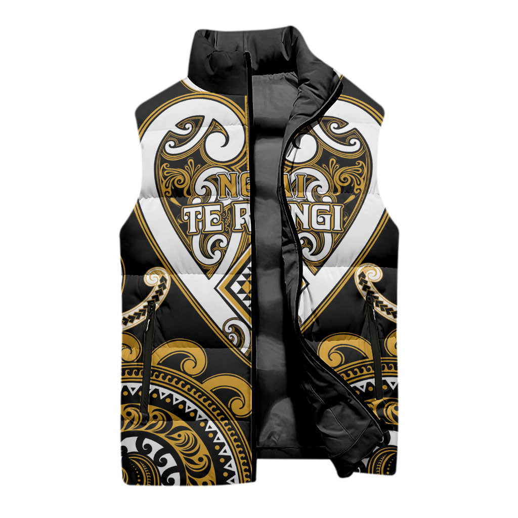Custom Aotearoa Ngai Te Rangi Sleeveless Puffer Jacket Maori Tribal Pattern LT05 - Polynesian Pride