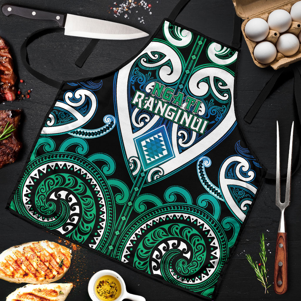Aotearoa Ngati Ranginui Apron Maori Tribal Pattern LT05 Cyan - Polynesian Pride