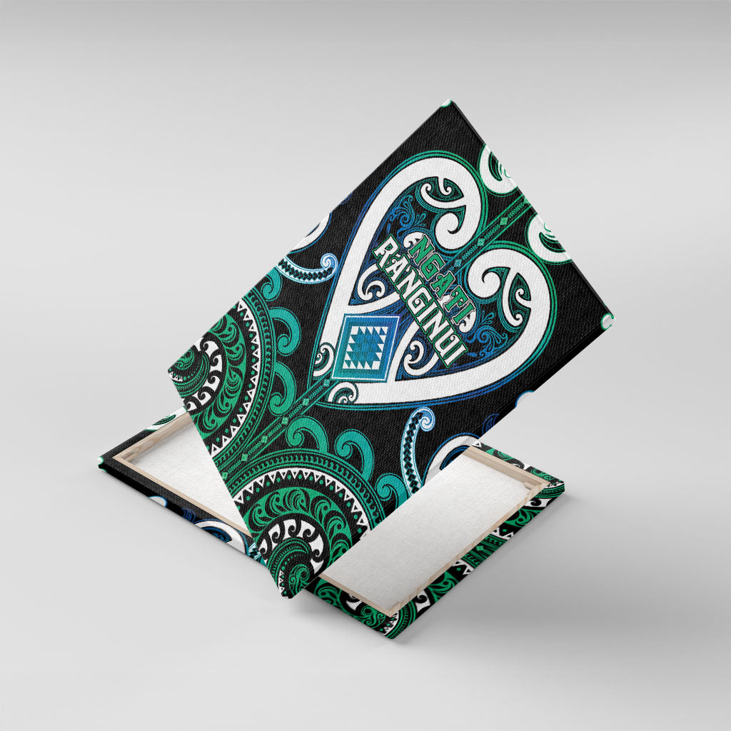 Aotearoa Ngati Ranginui Canvas Wall Art Maori Tribal Pattern LT05 With Frame Cyan - Polynesian Pride