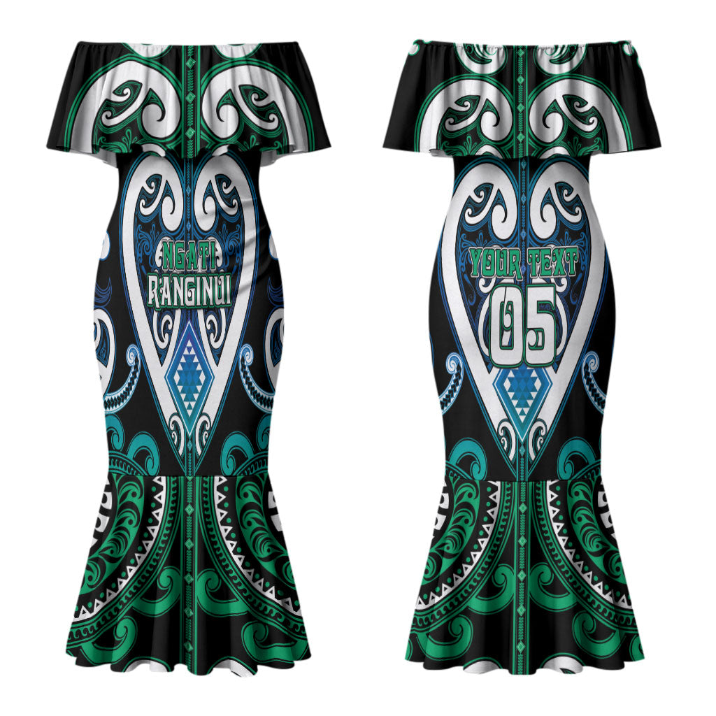 Custom Aotearoa Ngati Ranginui Couples Matching Mermaid Dress and Long Sleeve Button Shirt Maori Tribal Pattern LT05 - Polynesian Pride
