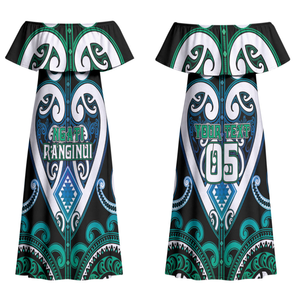 Custom Aotearoa Ngati Ranginui Couples Matching Off Shoulder Maxi Dress and Long Sleeve Button Shirt Maori Tribal Pattern LT05 - Polynesian Pride