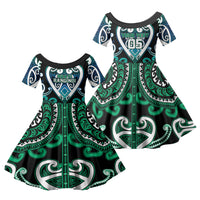 Custom Aotearoa Ngati Ranginui Family Matching Off Shoulder Maxi Dress and Hawaiian Shirt Maori Tribal Pattern LT05 Daughter's Dress Cyan - Polynesian Pride