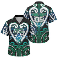 Custom Aotearoa Ngati Ranginui Family Matching Off Shoulder Short Dress and Hawaiian Shirt Maori Tribal Pattern LT05 Son's Shirt Cyan - Polynesian Pride