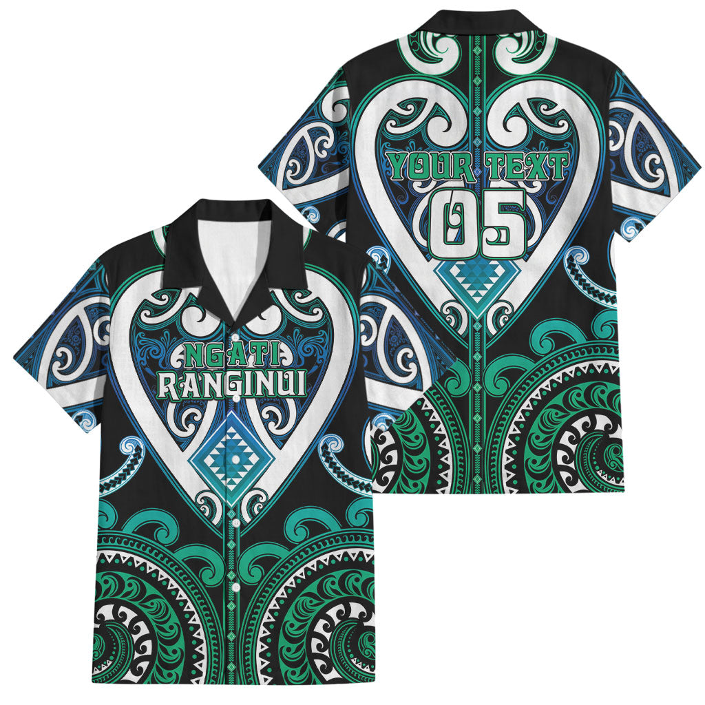 Custom Aotearoa Ngati Ranginui Family Matching Puletasi and Hawaiian Shirt Maori Tribal Pattern LT05 Dad's Shirt - Short Sleeve Cyan - Polynesian Pride