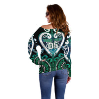 Custom Aotearoa Ngati Ranginui Off Shoulder Sweater Maori Tribal Pattern LT05 - Polynesian Pride
